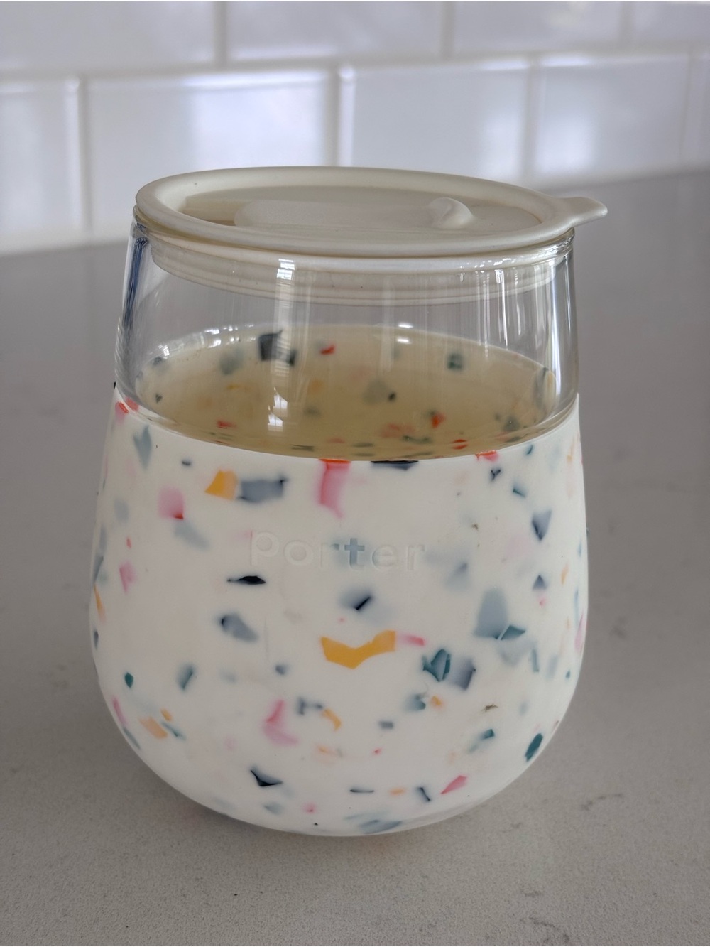 Speckled White Silicone Travel Tumbler - Multi Color Confetti